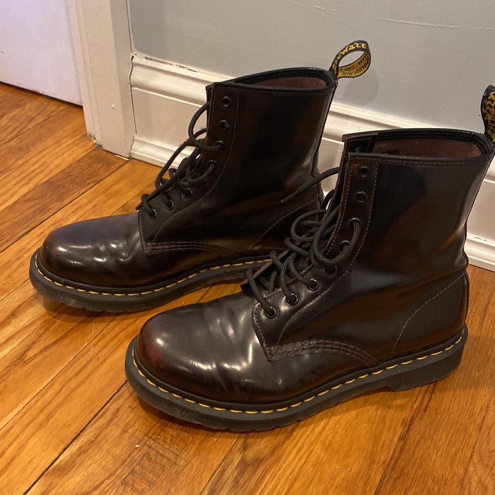 Dr Martens Docs 1460 in Cherry Red Arcadia Leather Ruboff Color